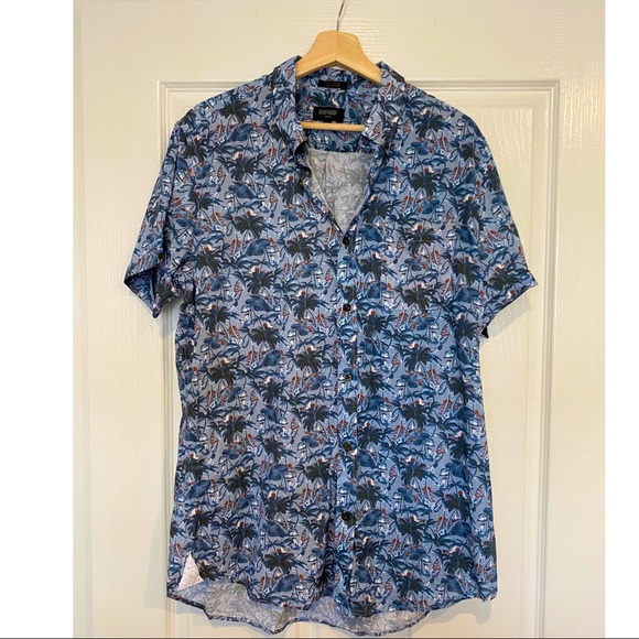 Oxford Slim Fit Tropical Palms Cotton 
